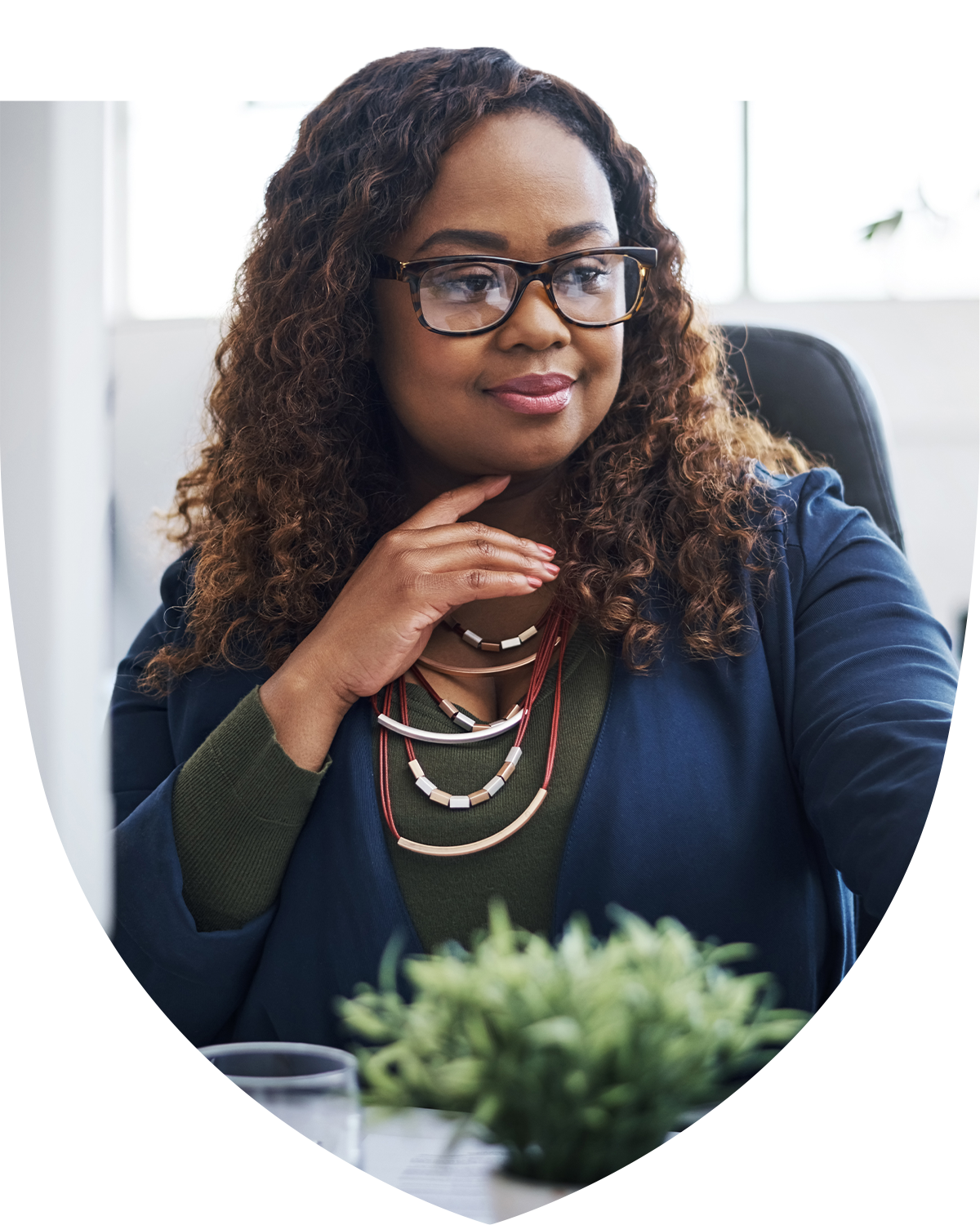 Confident businesswoman of color smiling