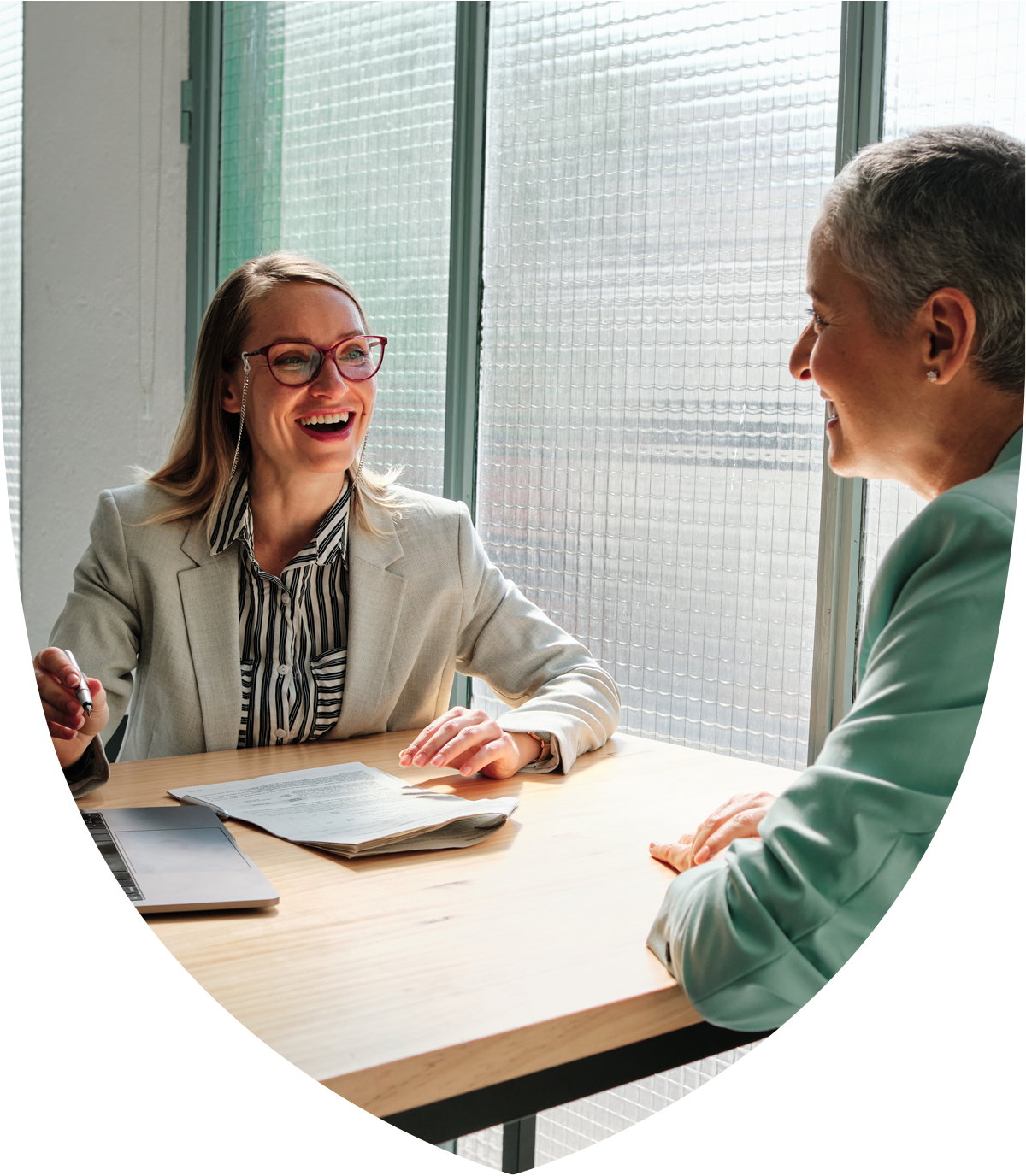Financial security advisor speaking with a client