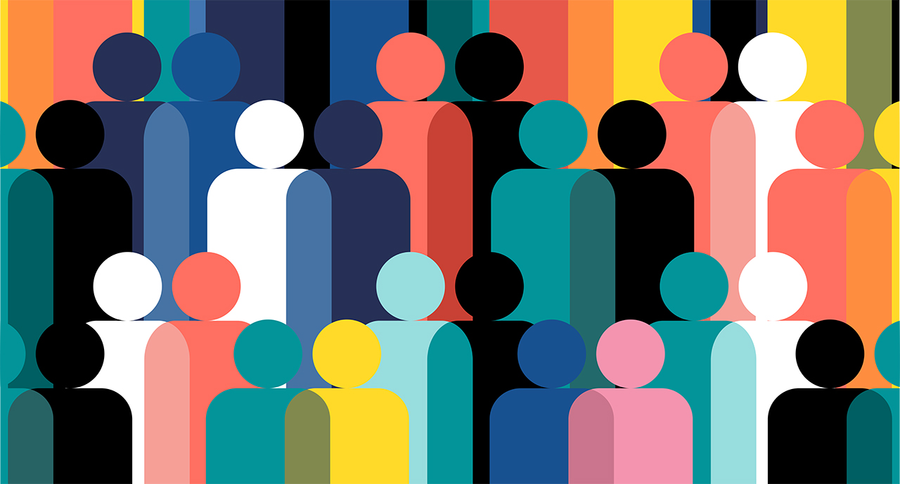 Colorful graphic of people group