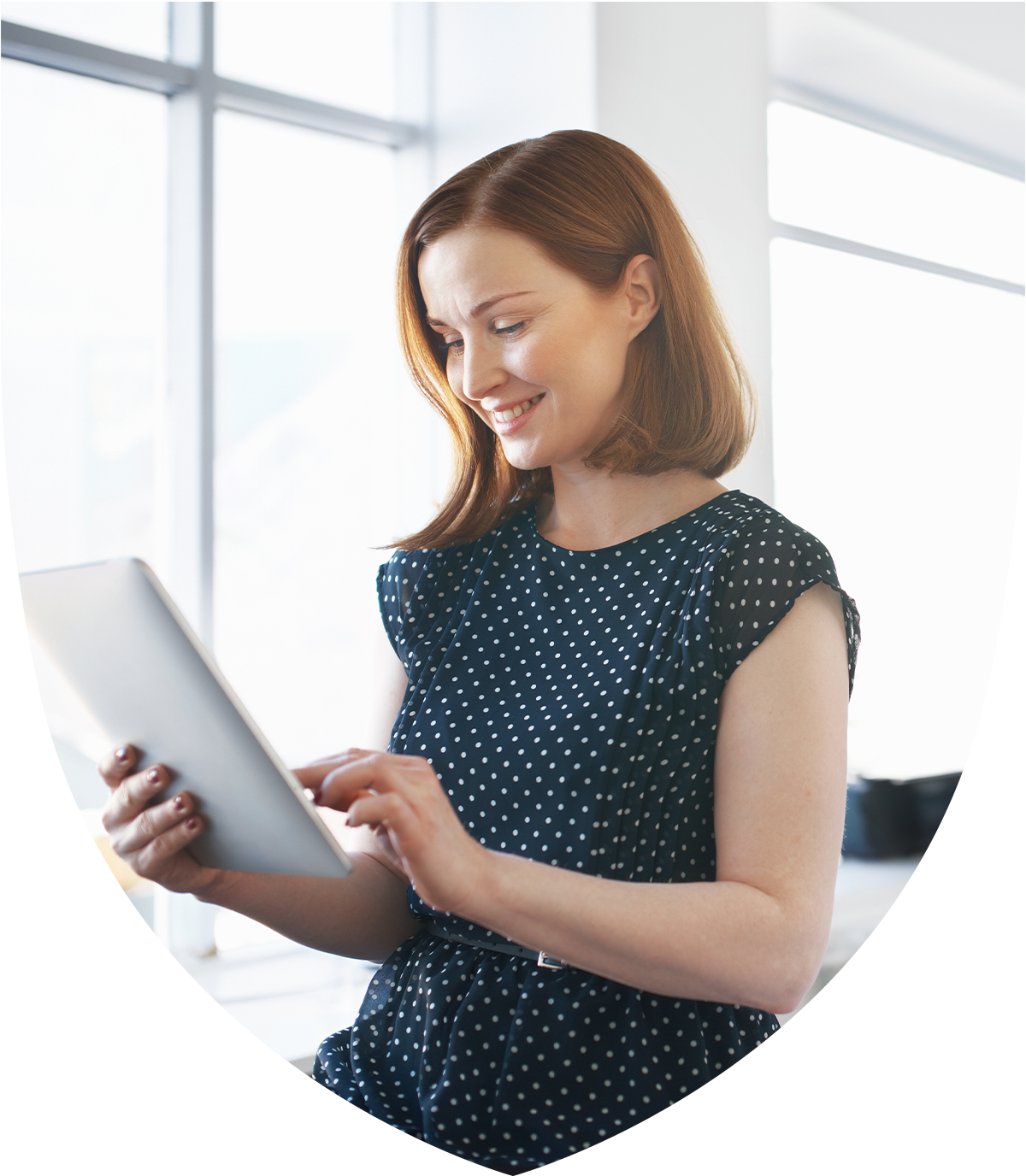 Woman looking at a tablet