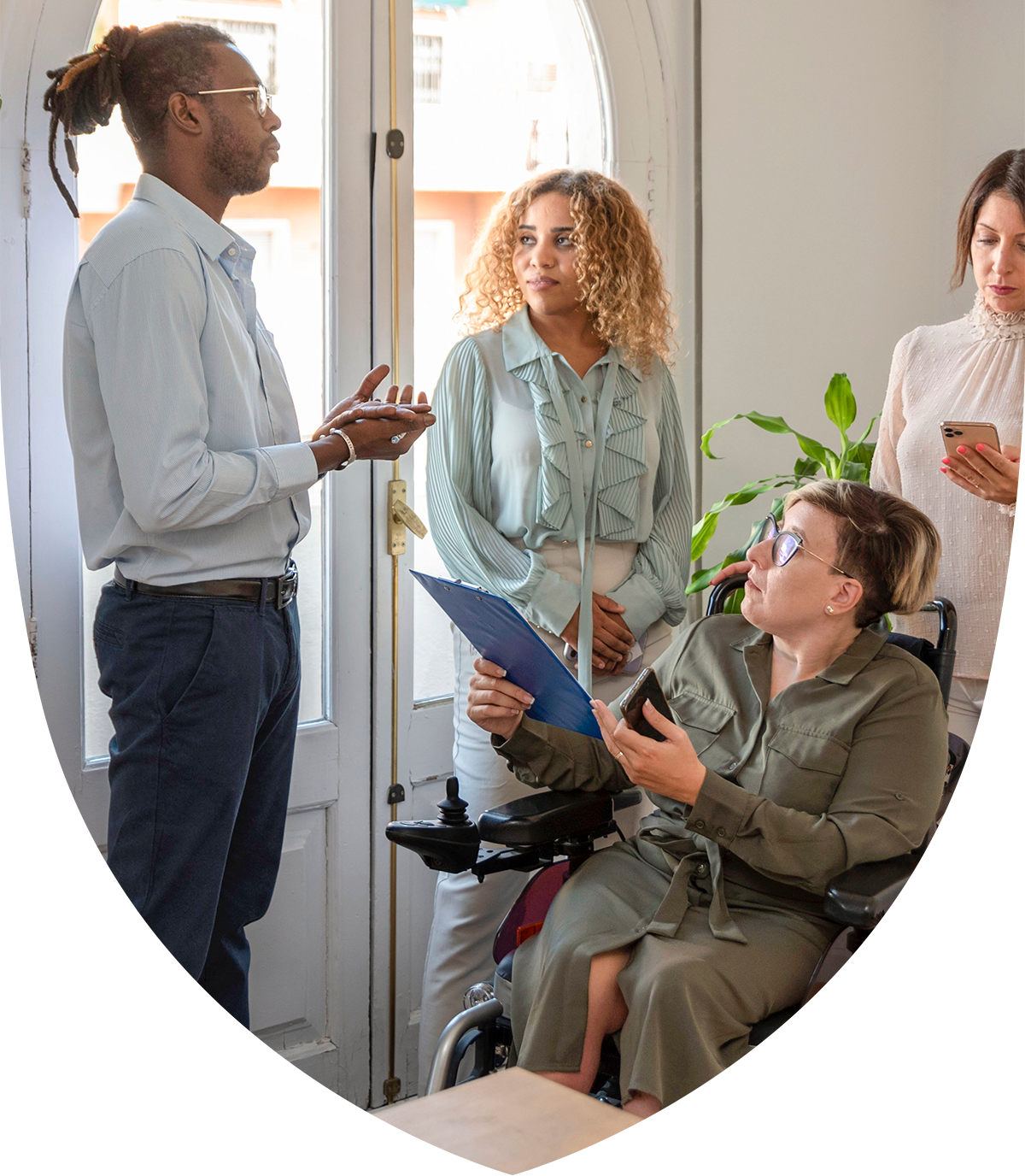A group of people talking