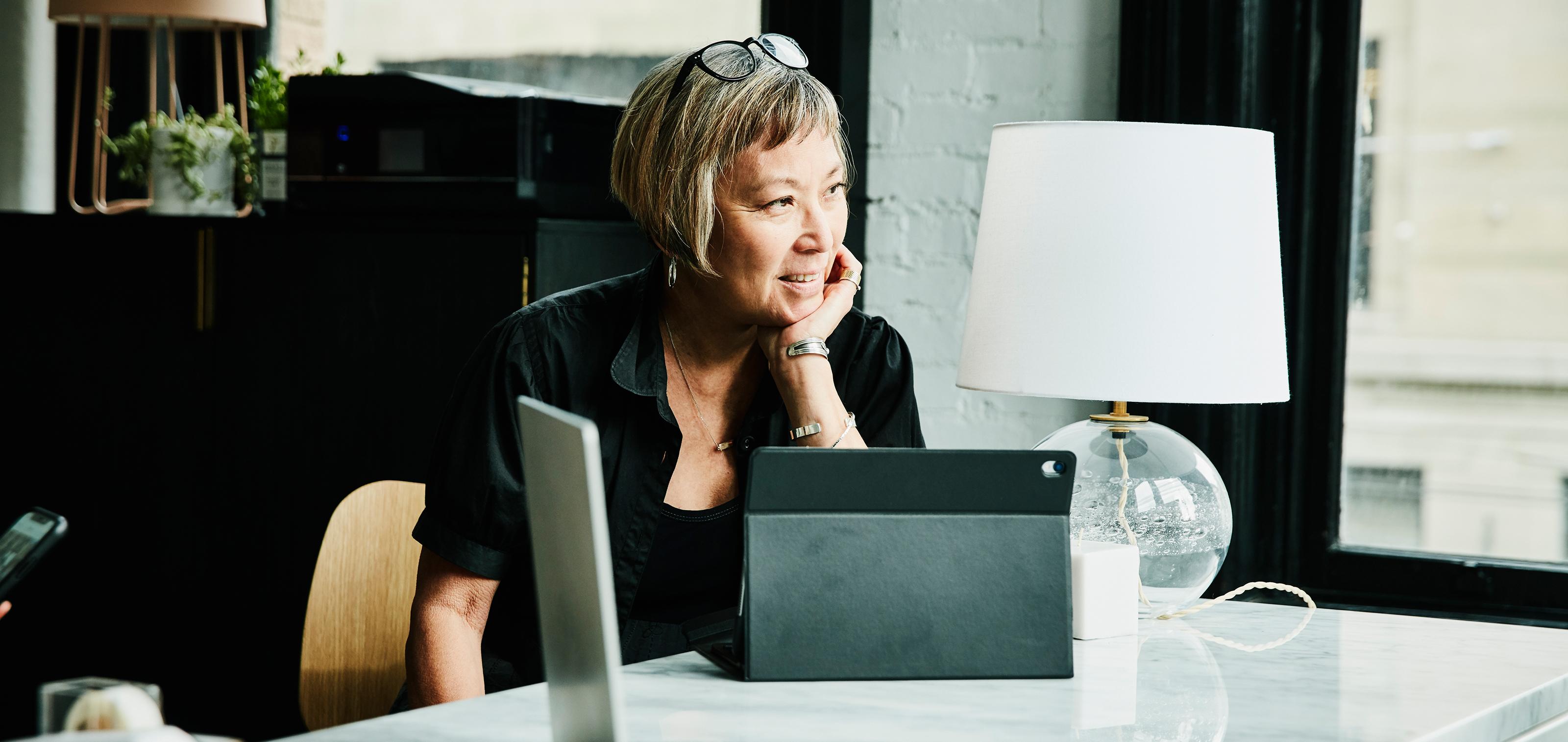 Woman sitting at a desk