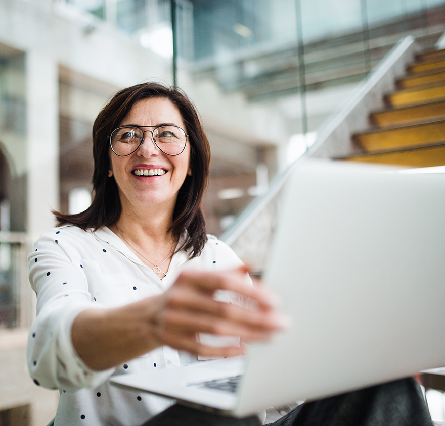 Woman working at a laptop