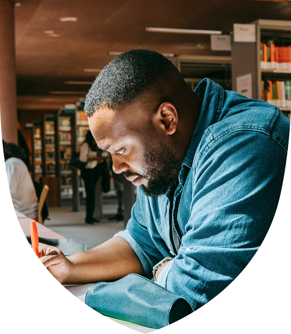 African American man studying for his undergraduate degree