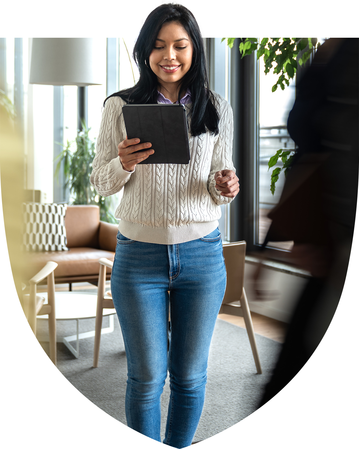 Woman looking at a tablet
