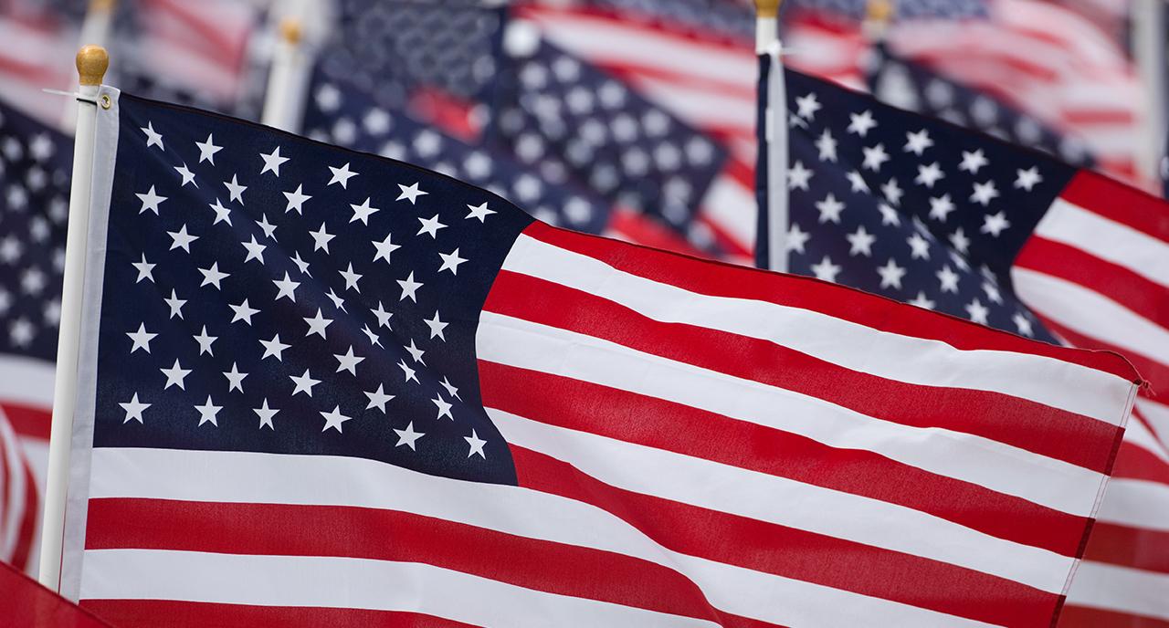 Row of American flags