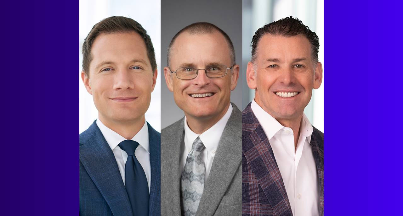 Portrait photos of Russell N. James III, Paul LaPiana, and John Roberts