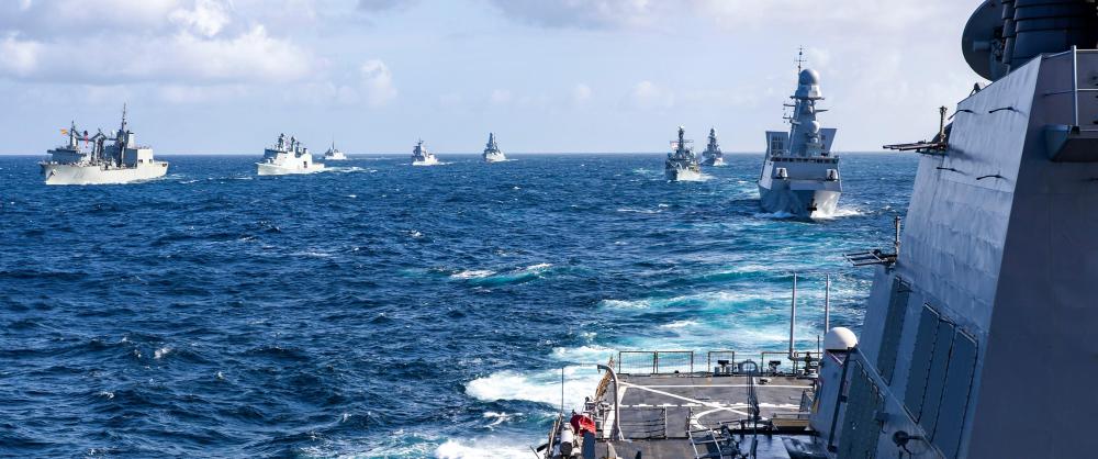 Military war ships at sea