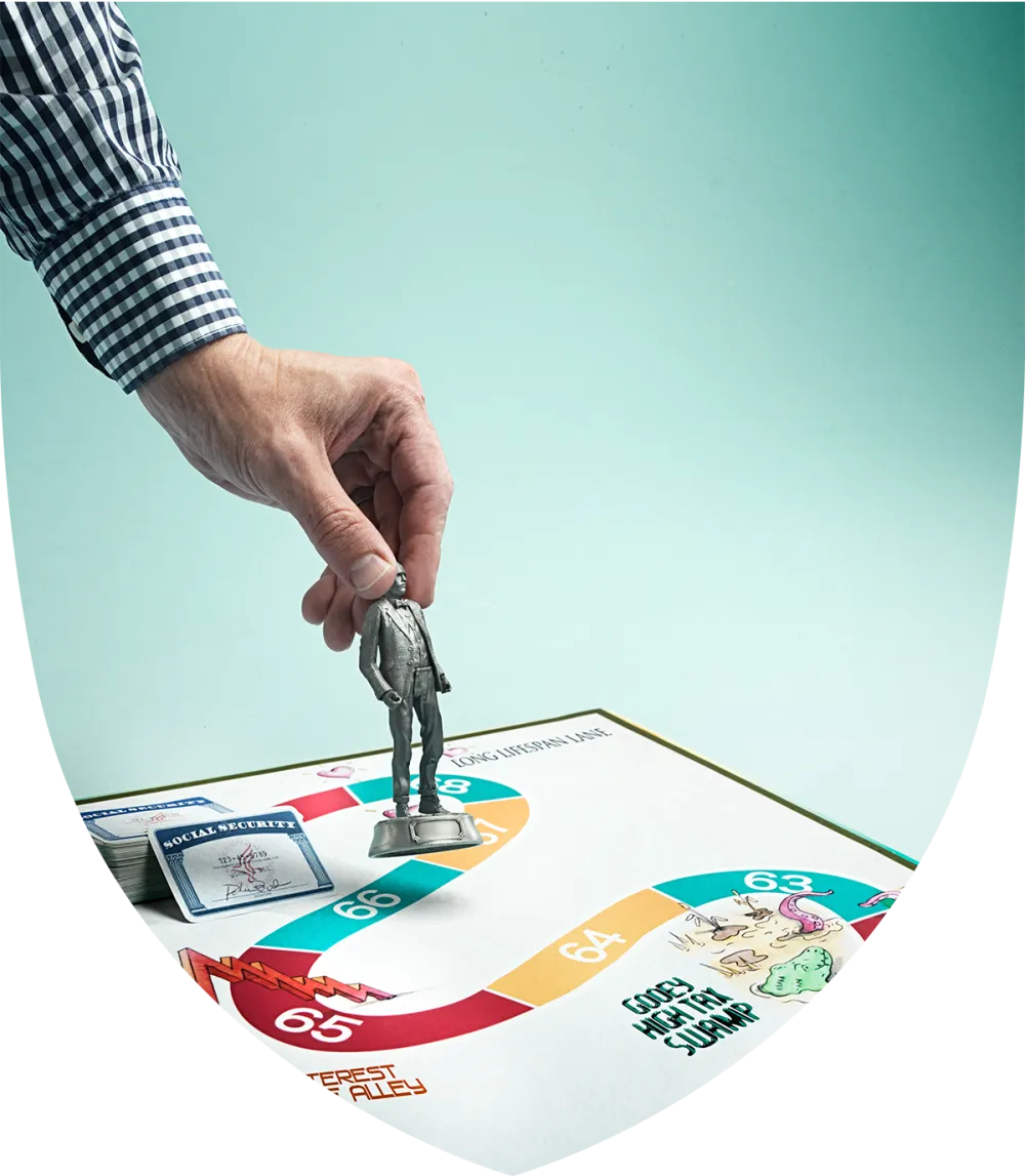 Man moving a game piece around a board game
