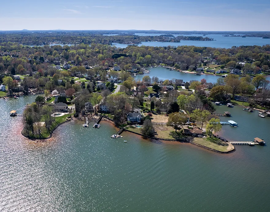 Arial view of Lake Norman Charlotte