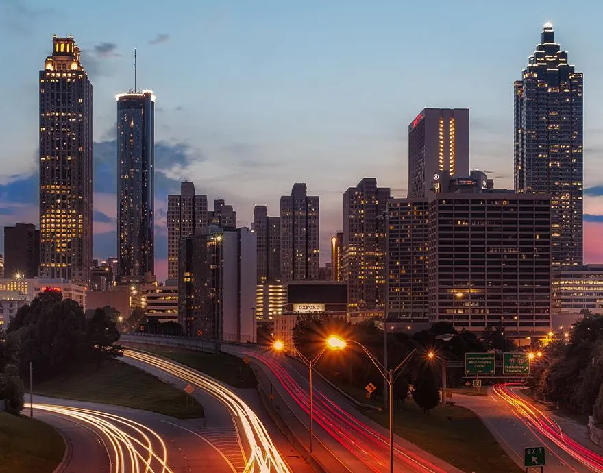 Downtown Atlanta skyline at night