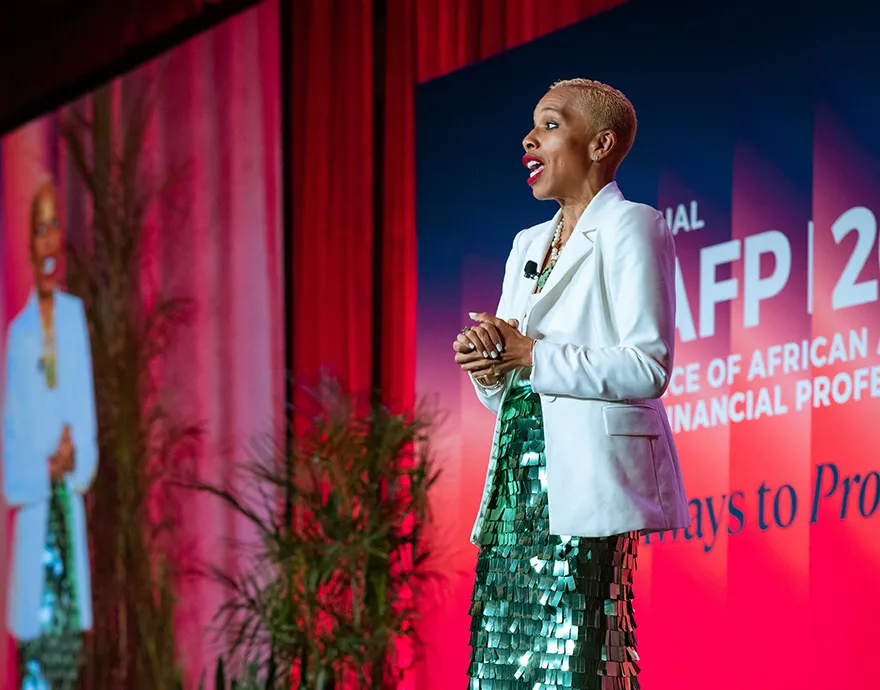 Woman speaking at CAAFP conference