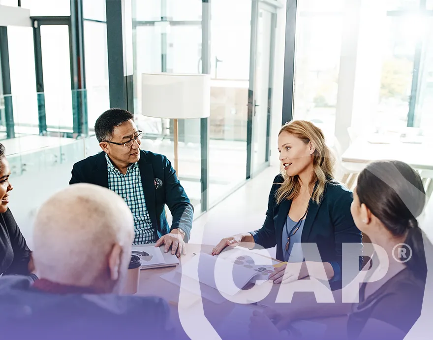 Group of coworkers having a meeting together