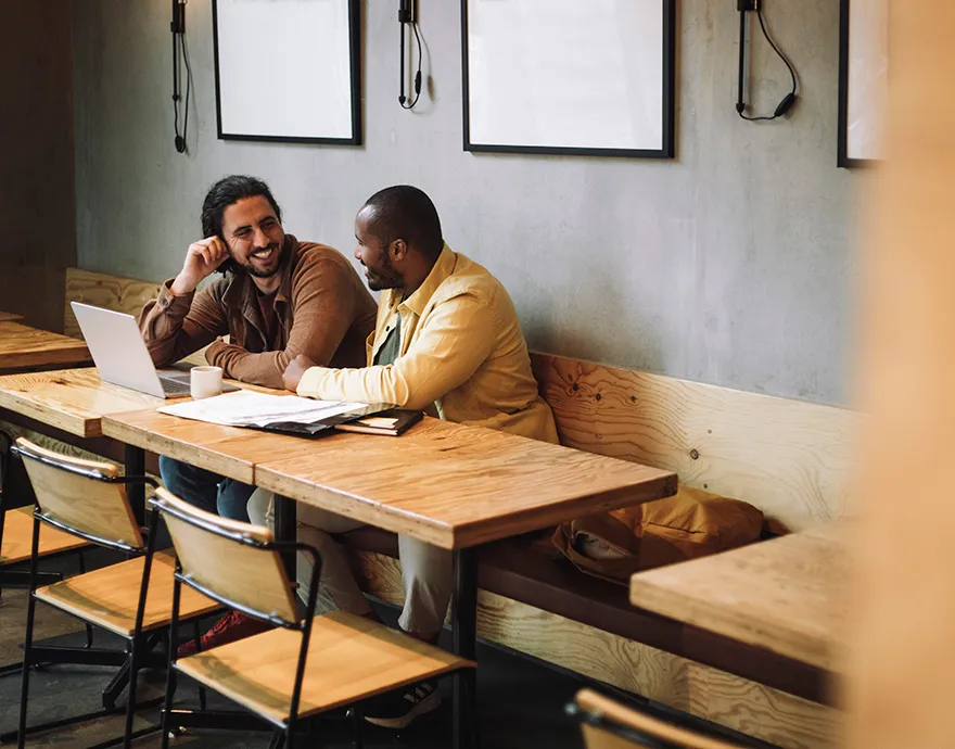 Two men having a meeting together