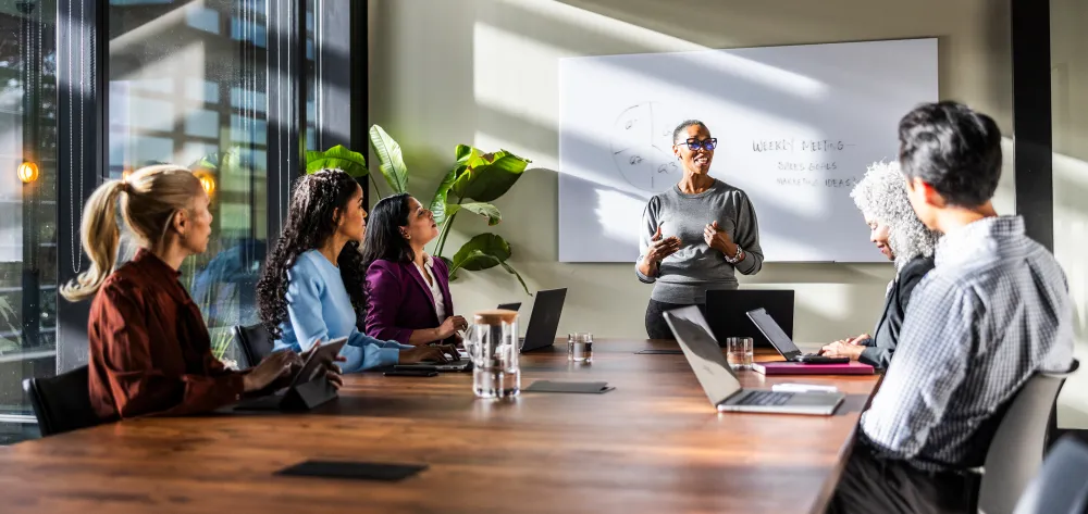Woman leading a meeting in a conference room