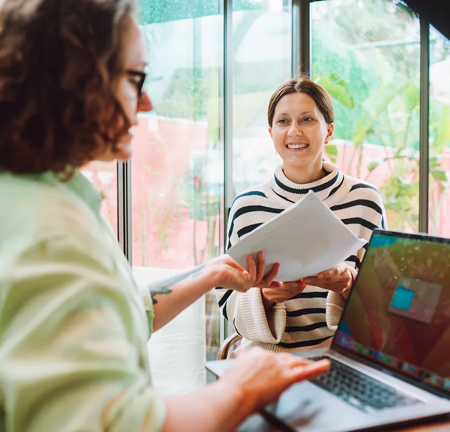Two women having a meeting