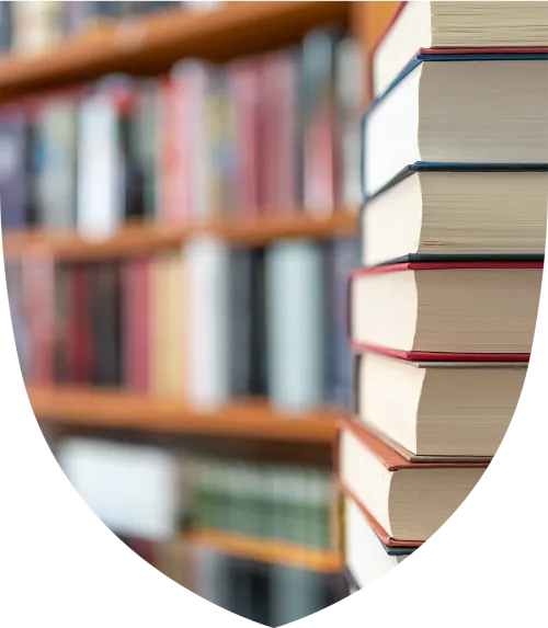 Stack of books in a library
