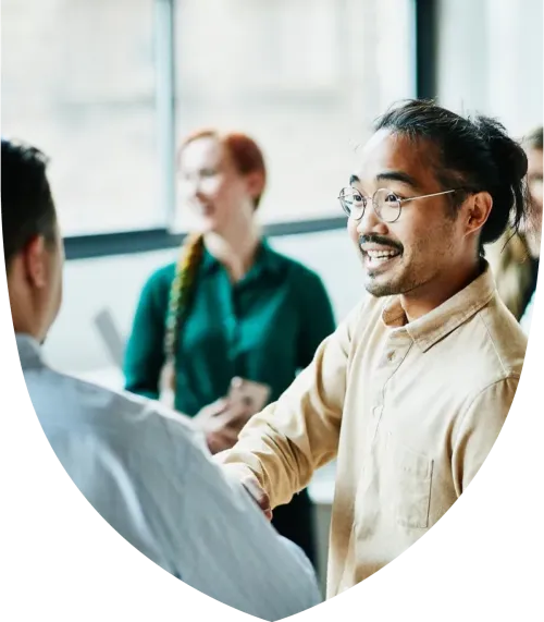 Group of business professionals socializing