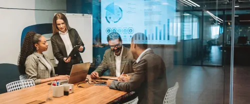 Group of coworkers having a meeting together