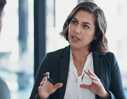 Woman speaking to her client