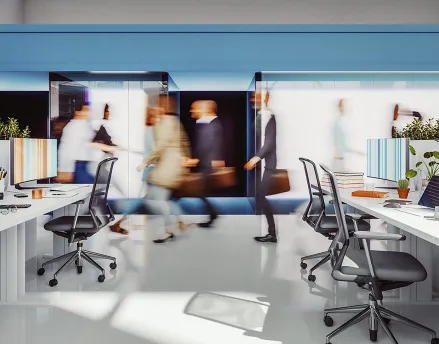 Busy open concept office space