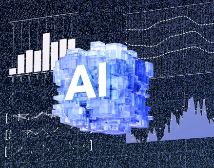 AI graphic with graphs and charts