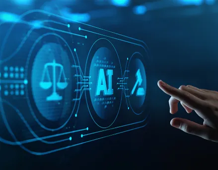 Finger pointing at digital screen