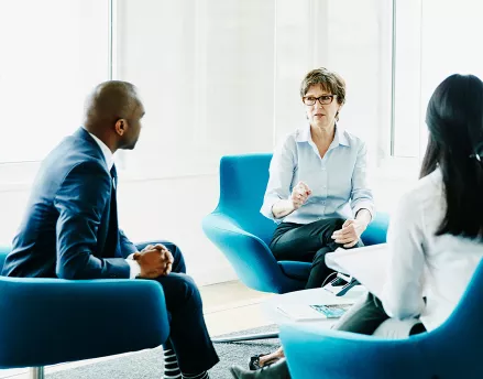 Group of coworkers having a meeting together